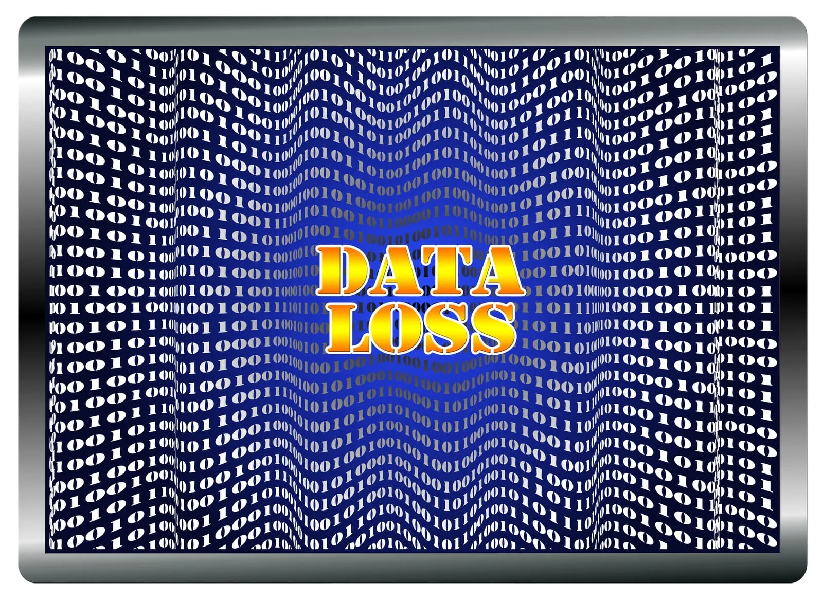 Binary code on a screen with the words DATA LOSS in the centre